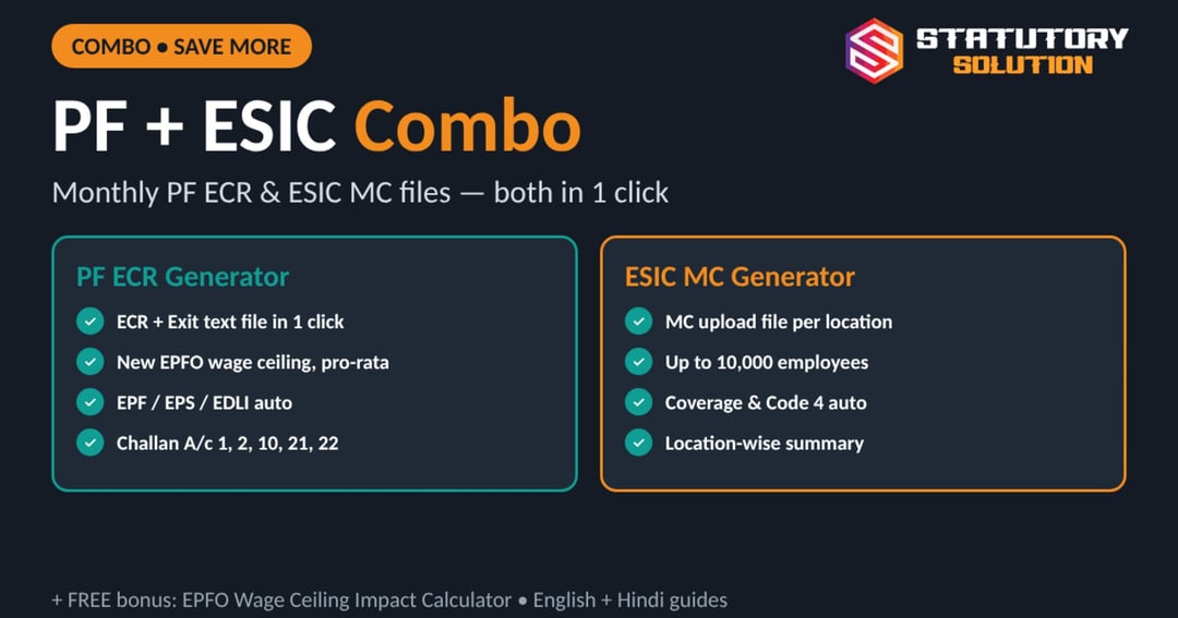 PF + ESIC Combo – ECR & MC Upload File Generators (Excel)