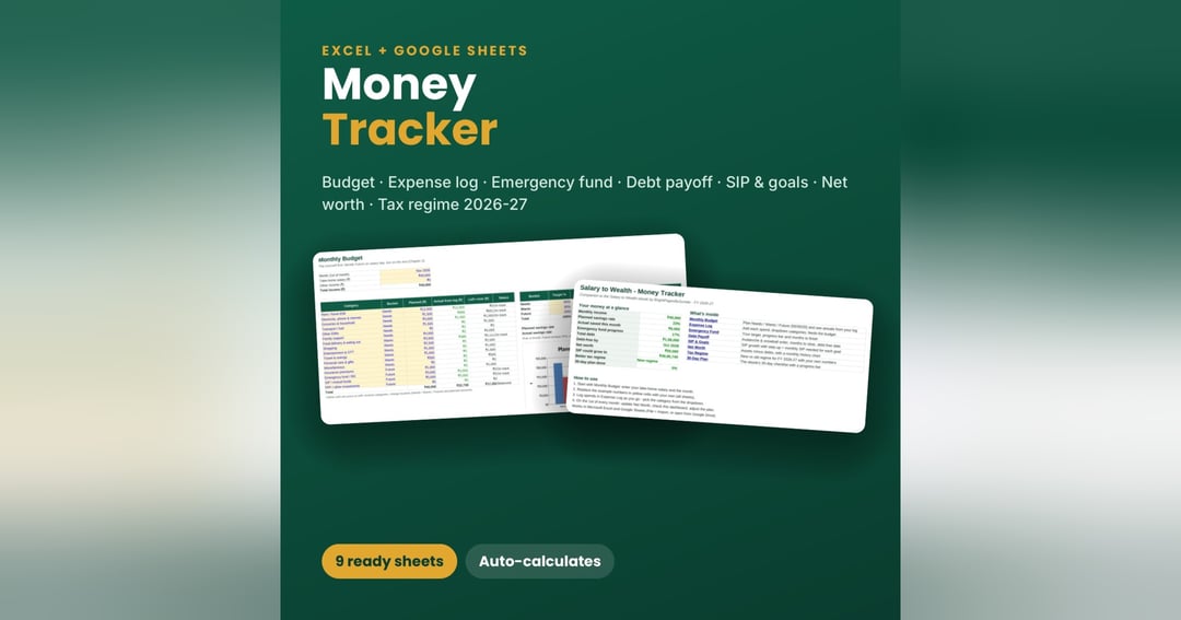 Salary to Wealth Money Tracker: Budget, SIP & Tax Spreadsheet (Excel + Google Sheets)