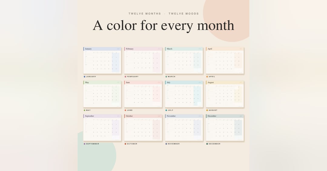 2027 Monthly Planner PDF | Minimalist Colorful Printable Calendar | A4 Landscape, image 4