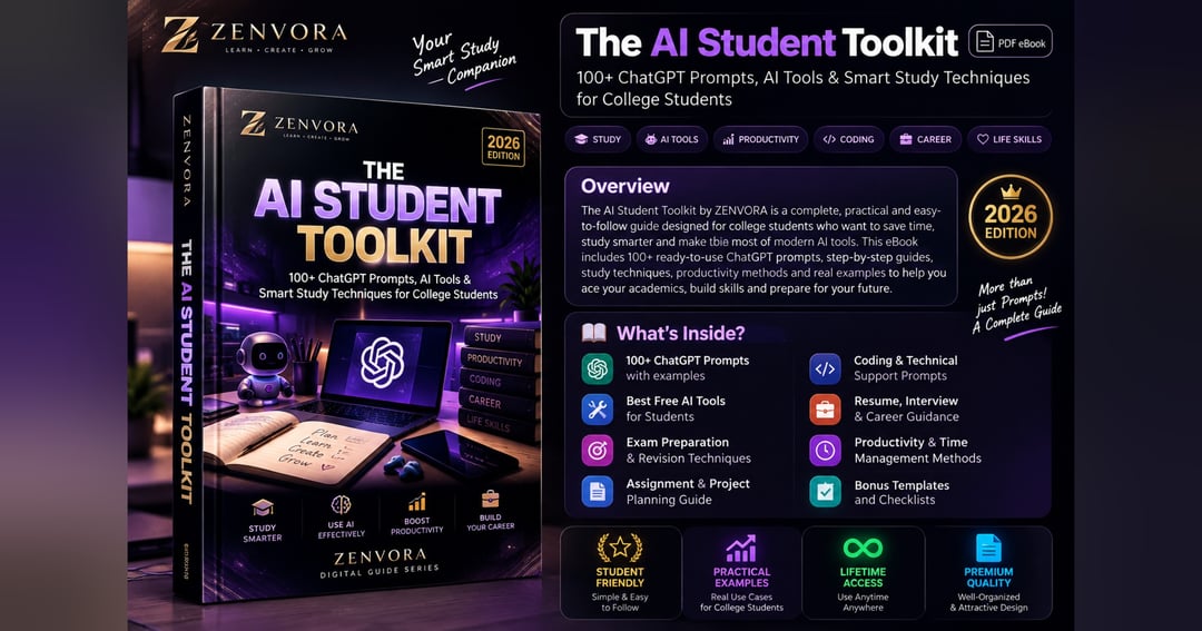 The AI Student Toolkit – 100+ ChatGPT Prompts, AI Tools & Smart Study Techniques | ZENVORA