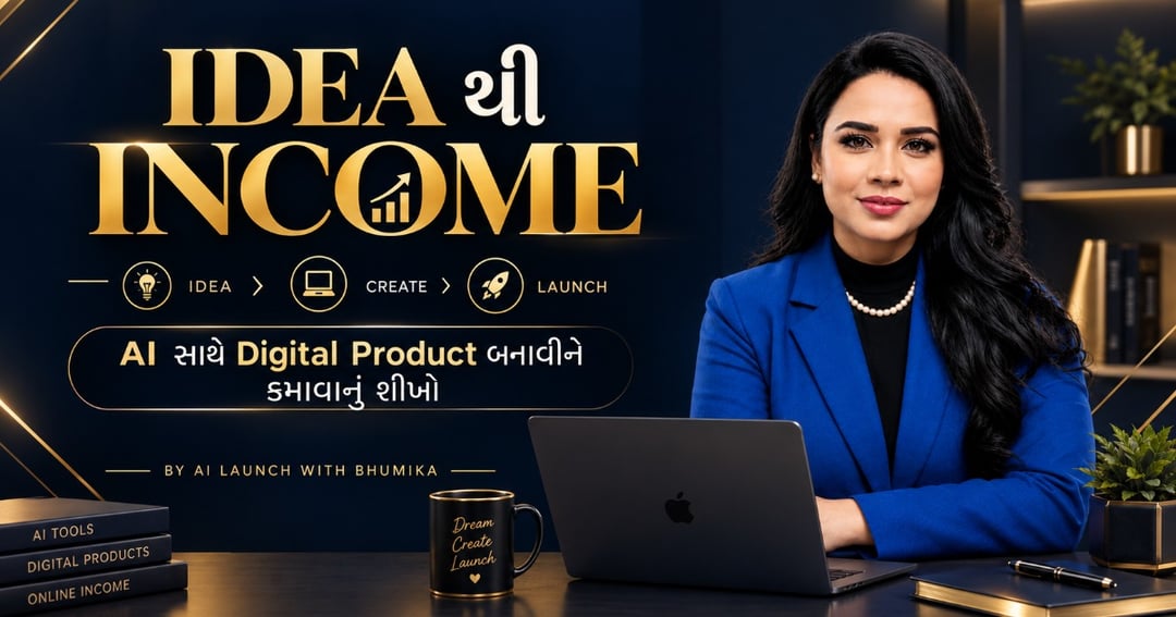 IDEA થી INCOME  -AI સાથે Digital Product બનાવીને કમાવાનું શીખો