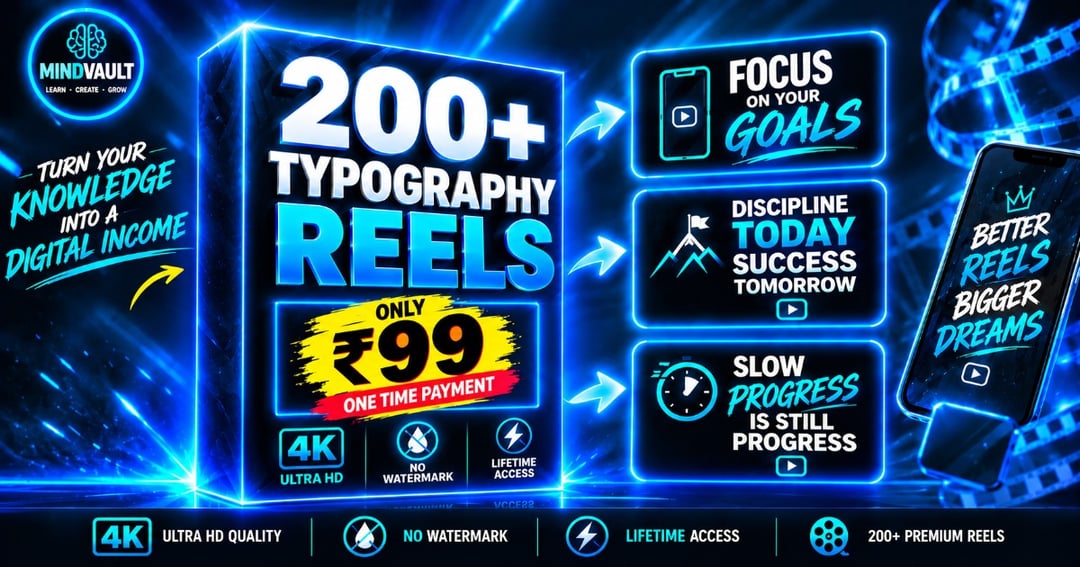 200+ Typography Reels Bundle | Premium Reels for ₹99