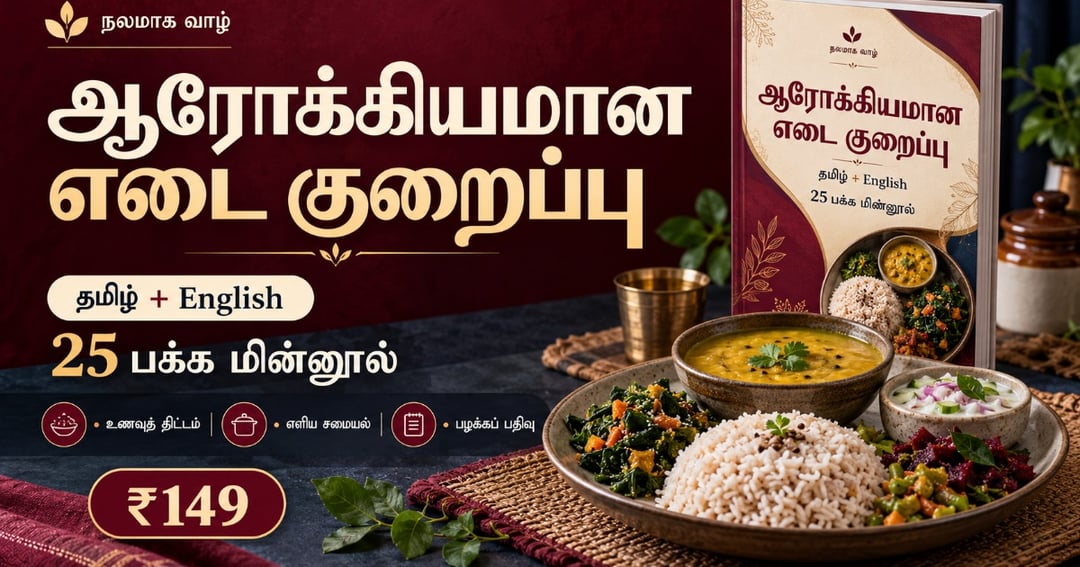 ஆரோக்கிய உணவு • எடை மேலாண்மை • நல்ல பழக்கங்கள் 🌿 எளிய தமிழிலும் ஆங்கிலத்திலும் நடைமுறை மின்னூல்கள். சிறிய மாற்றங்கள் மூலம் ஆரோக்கியமான வாழ்க்கையை நோக்கி!, image 2