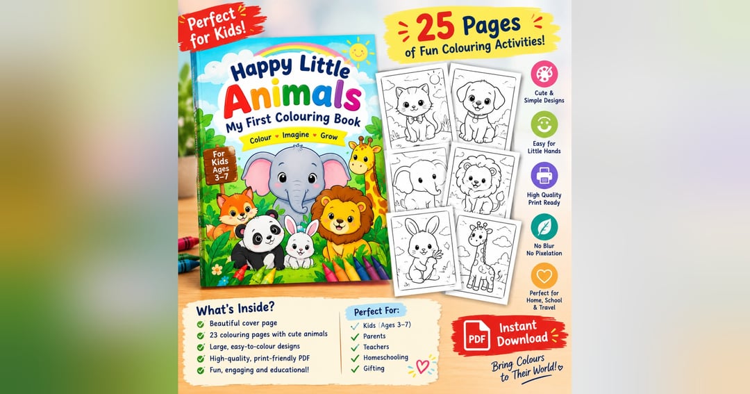 Happy Little Animals – My First Colouring Book