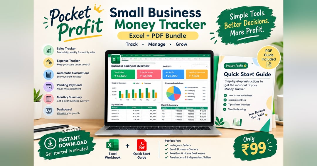 Pocket Profit β Small Business Money Tracker | Excel + PDF Bundle