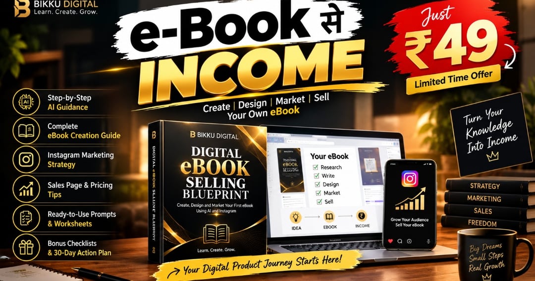 Digital eBook Selling Blueprint – AI & Instagram से Earning की Complete Guide | ₹49