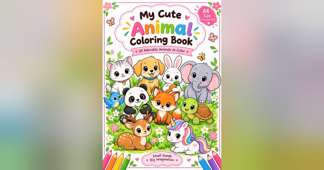 My Cute Animal Coloring Book – 20 Adorable Animals to Color! 🐱🐶🦄