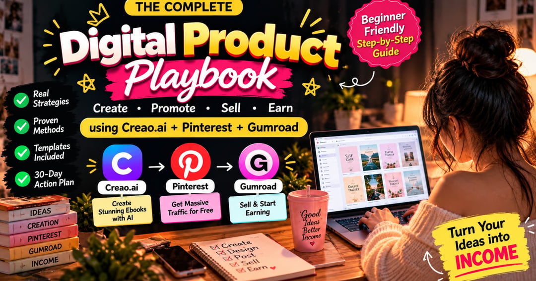The Digital Product Playbook: Create with AI, Promote on Pinterest & Sell on Gumroad