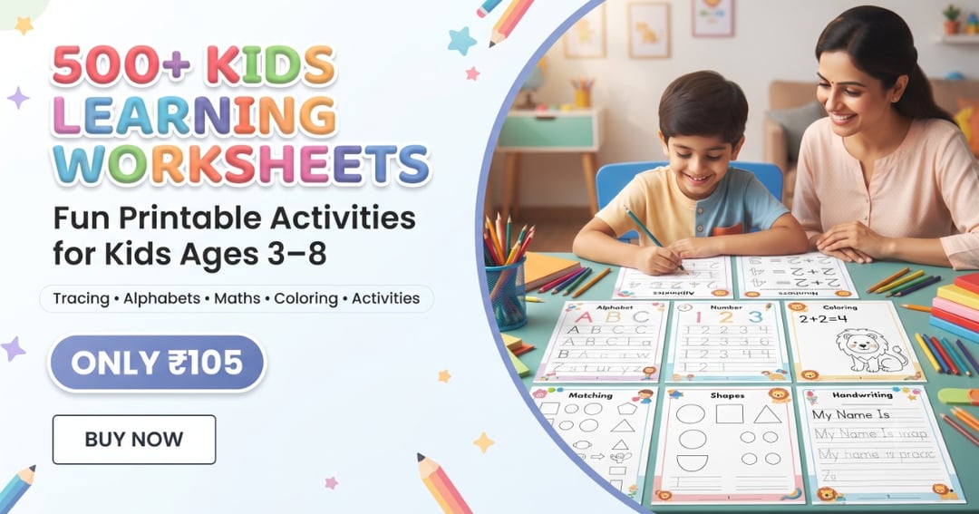 500+ Kids Learning Worksheets | Printable Activity Bundle for Kids 3–8 Years