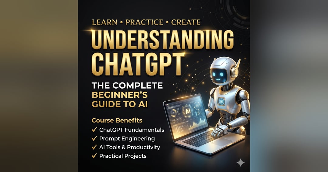 🚀 UNDERSTANDING CHATGPT  The Complete Beginner’s Guide to AI, Smart Prompts & Productivity  Learn ChatGPT from Zero to Confident User — No Technical Skills Required!