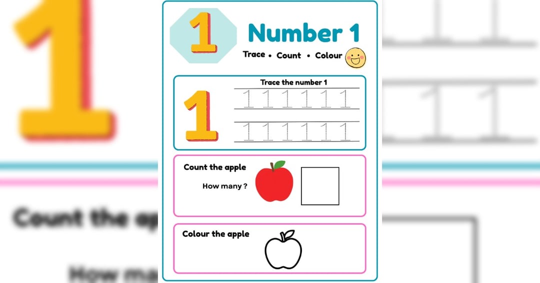 1_to_20 number tracing workbook, image 2