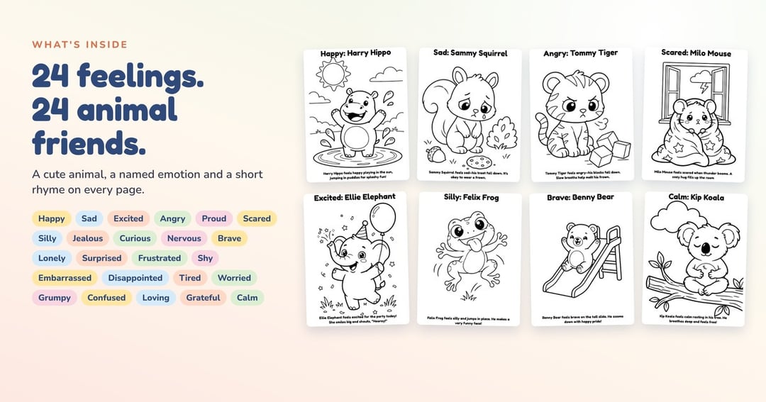 Little Big Feelings: Printable Emotions Coloring Storybook for Kids, image 2