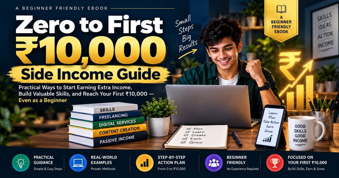 Zero to First ₹10,000 Side Income Guide eBook | Beginner's Guide to Freelancing, Digital Services & Content Creation | Practical Ways to Earn Extra Income & Build Valuable Skills | Shizuka