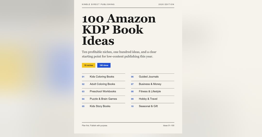 Amazon KDP 100 Book Ideas for 2026 | Profitable Ebook & Low-Content Book Ideas for Beginners