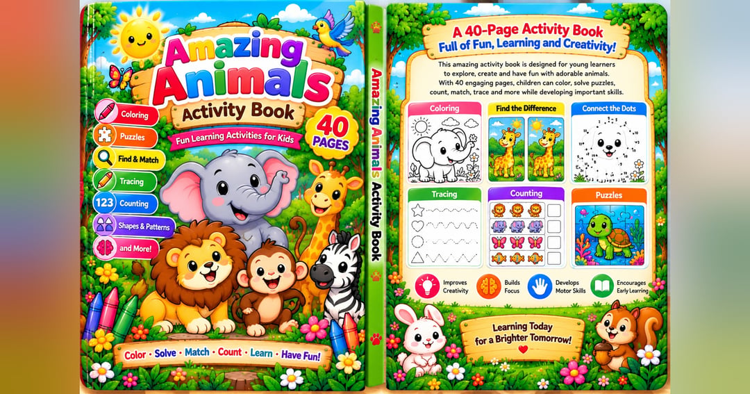 Amazing Animals Activity Book – Learn, Play & Create!