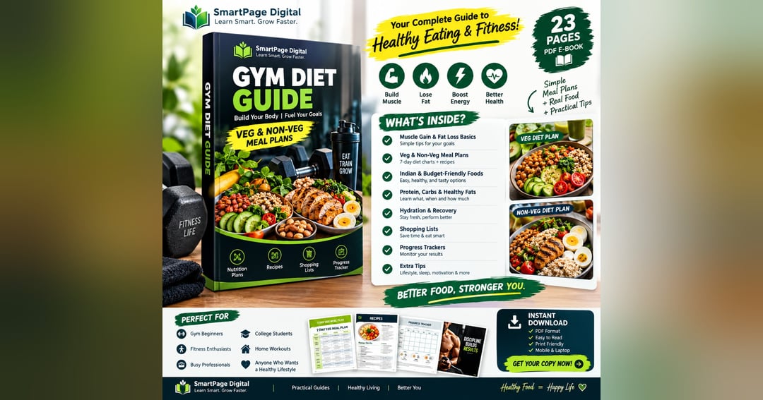 Gym Diet Guide – Vegetarian & Non-Vegetarian Meal Plans | Muscle Gain, Fat Loss & Healthy Eating (PDF E-book), image 2