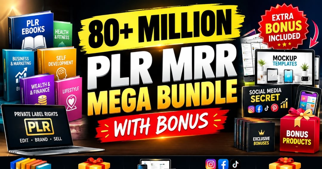 5 Million+ Digital Products Bundle | 50+ PLR Ebooks, 6,500+ Faceless Reels, MRR & Resell Rights | Digital Business Mega Bundle