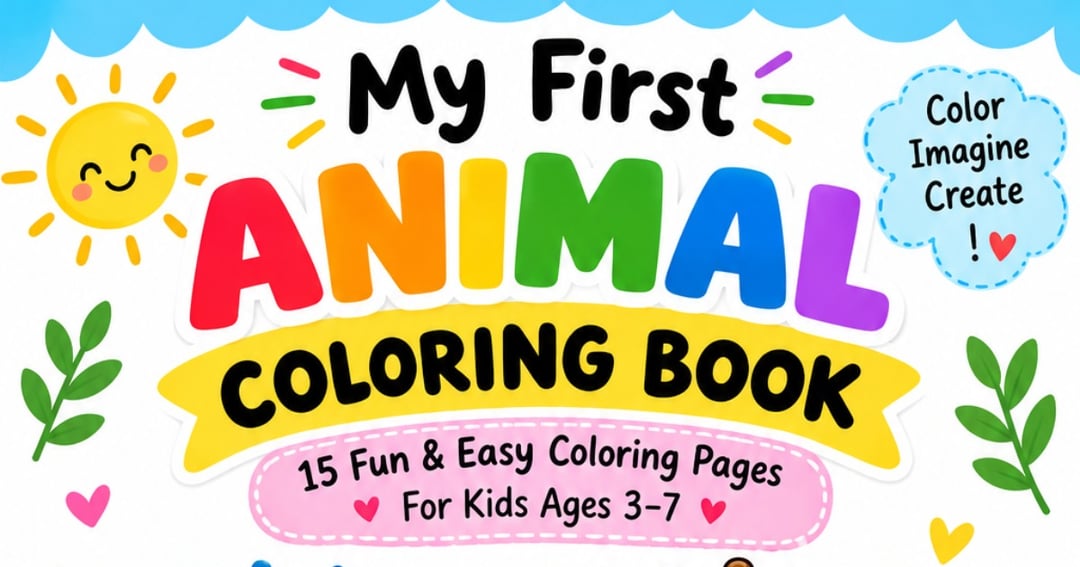 My First Animal Coloring Book 🦁🐘 15 Fun & Easy Coloring Pages for Kids Ages 3–7, image 2