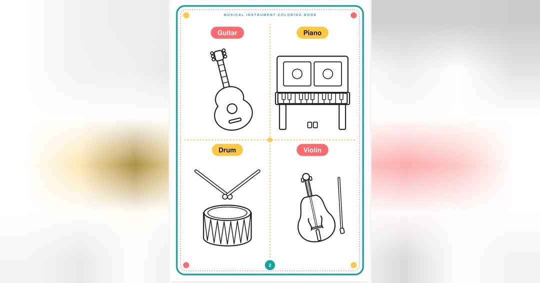 Musical Instrument Coloring Book for Kids Ages 3+ | 100  Simple Designs, image 4