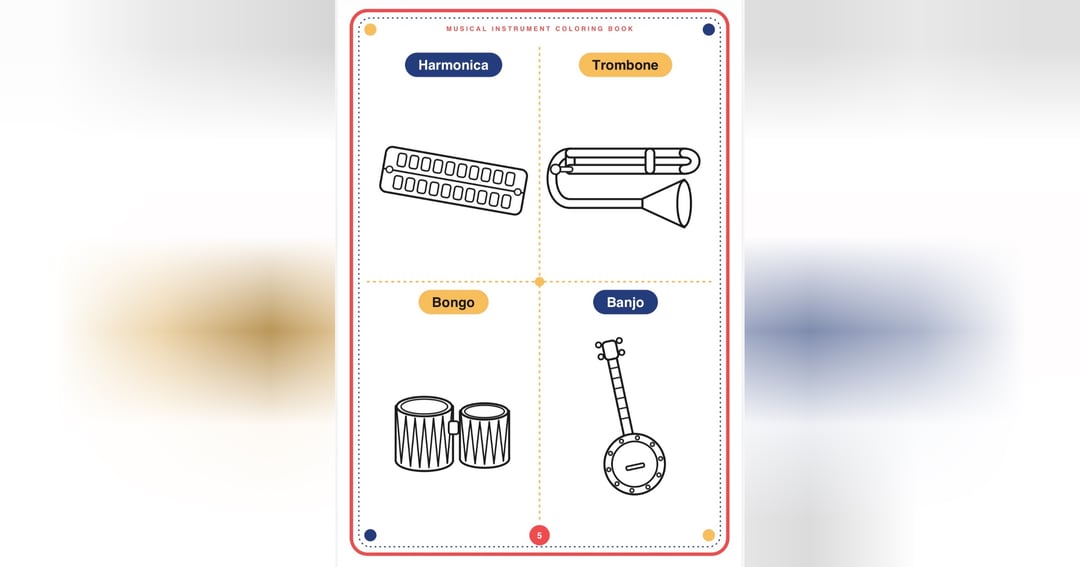 Musical Instrument Coloring Book for Kids Ages 3+ | 100  Simple Designs, image 3