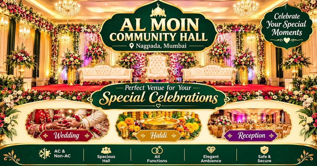 Al-Moin Community Hall ✨ Occasions for ❤️ Weddings | Nikah | Small Functions | Haldi |💍Engagement ➡️ Beautiful Venue at Affordable Price with Non AC / AC availablity