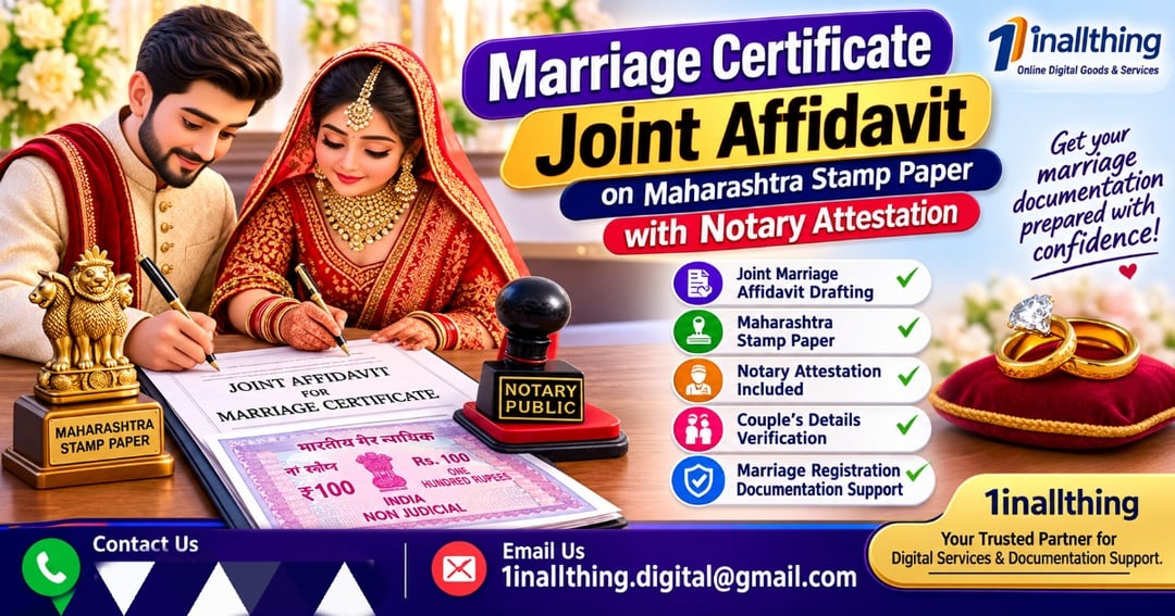Joint Affidavit for Marriage Certificate on Maharashtra Stamp Paper with Notary Attestation
