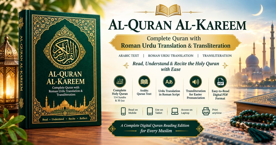 📖 Al-Quran Al-Kareem – Full Quran with Roman Urdu-Hindi (Translation & Transliteration)