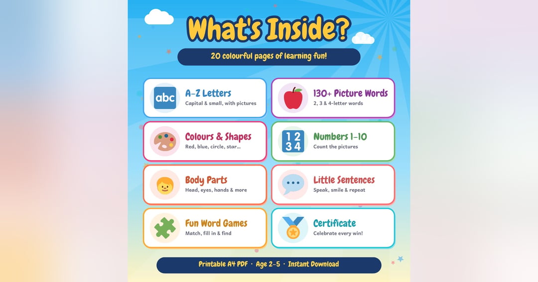 My First English Words – Colourful Picture Book for Toddlers (Age 2–5), image 2