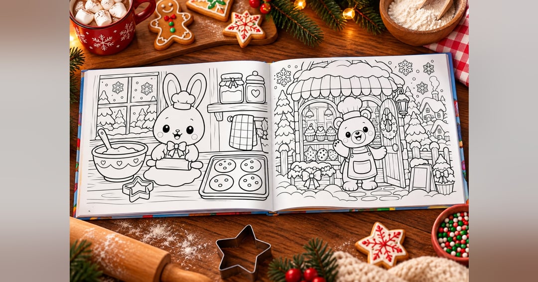 Cozy Winter Bakery - 26 Cute Coloring Pages for Kids 3-8, image 2