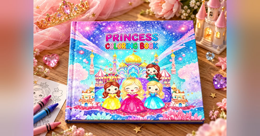 Princess Coloring Book for Girls - 20 Cute Princess Pages Age 3-8