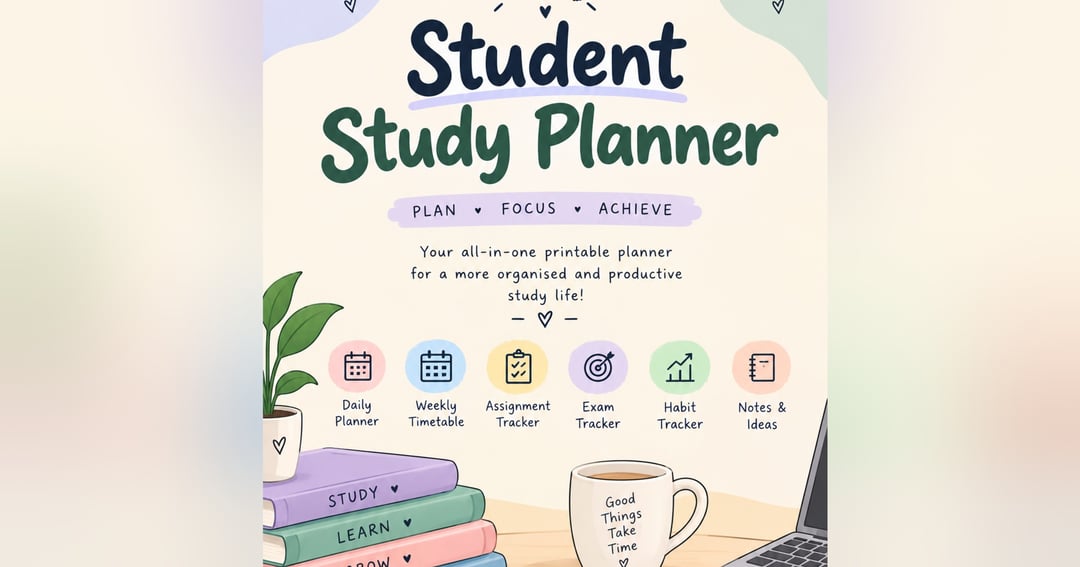 Student Study Planner – Printable PDF