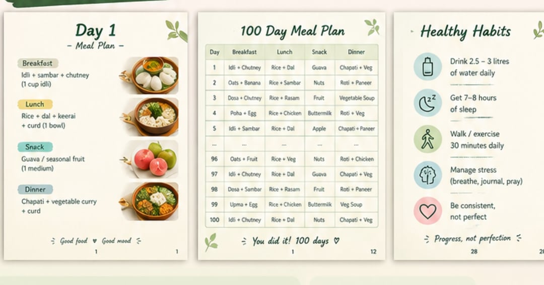 100 days diet plan