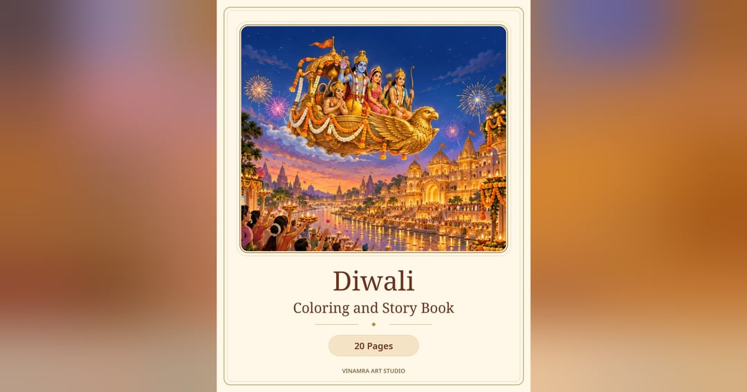 Diwali Coloring and Story Book (20 Pages)