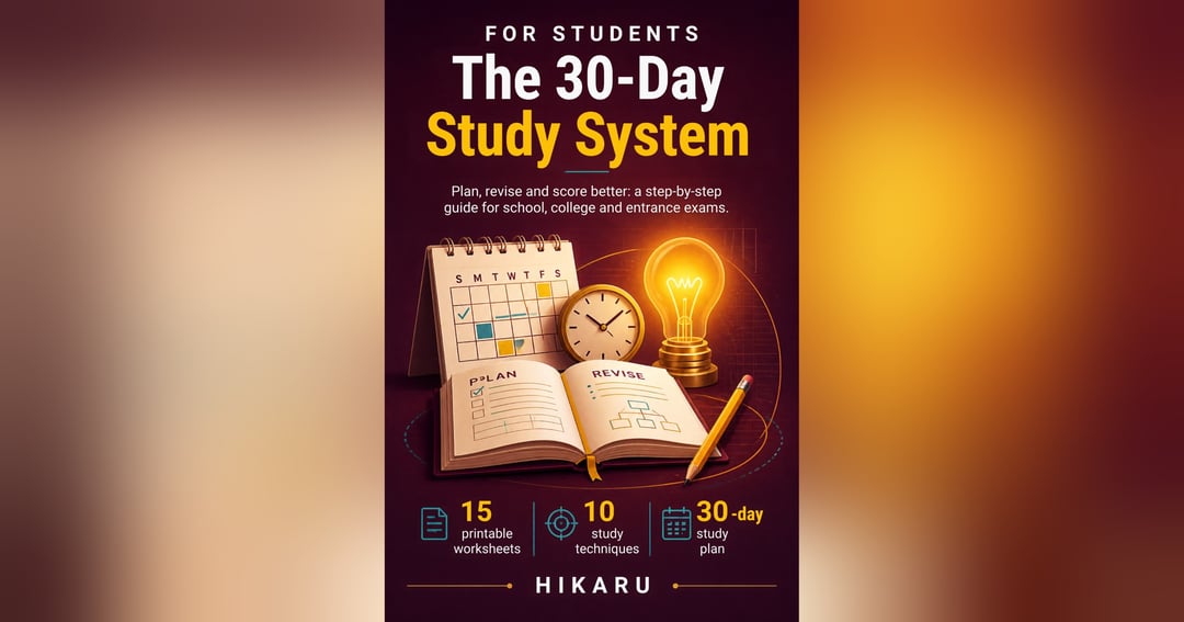The 30-Day Study System | Plan, Revise & Score Better: Study Guide for School, College & Exams (15 Worksheets)