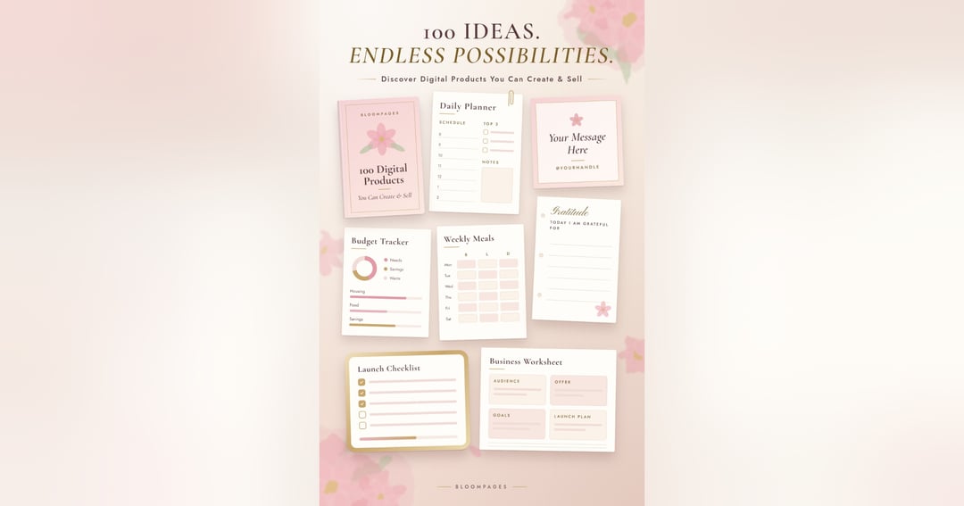 100 Digital Products You Can Create & Sell – Beginner's Guide | BloomPages, image 3