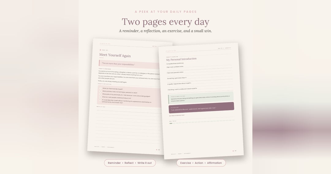 Becoming Her: 21 Day Self Love Journal for Women, Printable PDF Workbook, image 2