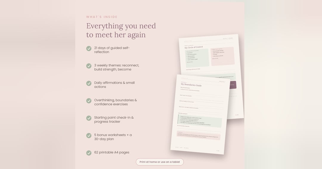 Becoming Her: 21 Day Self Love Journal for Women, Printable PDF Workbook, image 3
