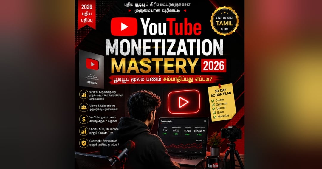 YouTube மூலம் பணம் சம்பாதிப்பது எப்படி? 📈 | YouTube Monetization Mastery 2026 | Tamil E-Book (Copy)
