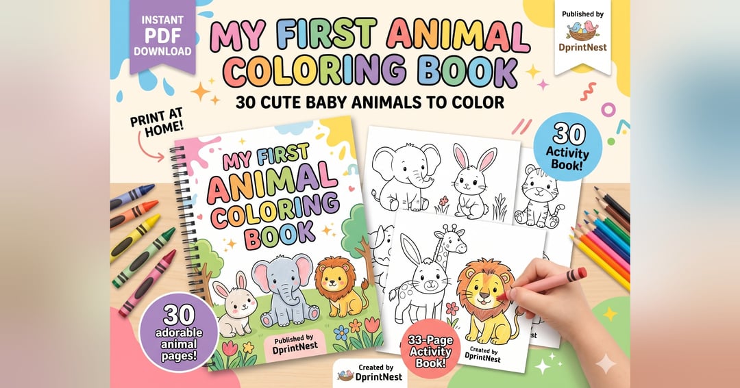 My First Animal Coloring Book - Printable PDF