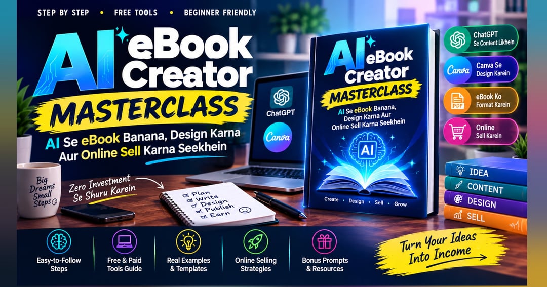 AI eBook Creator Masterclass – AI Se eBook Banana, Design Karna Aur Online Sell Karna Seekhein