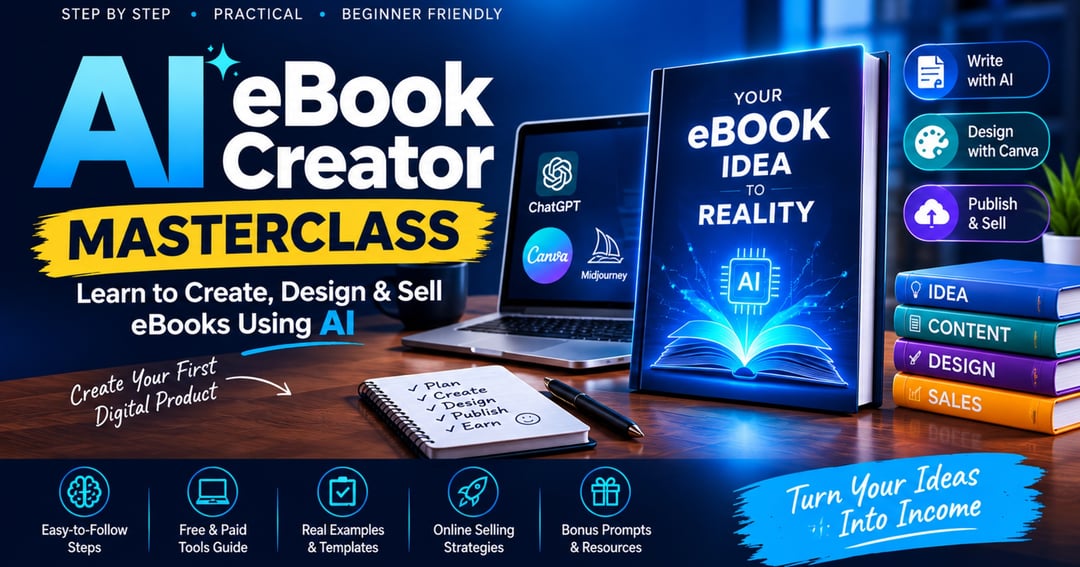 AI eBook Creator Masterclass – Learn to Create, Design & Sell eBooks Using AI