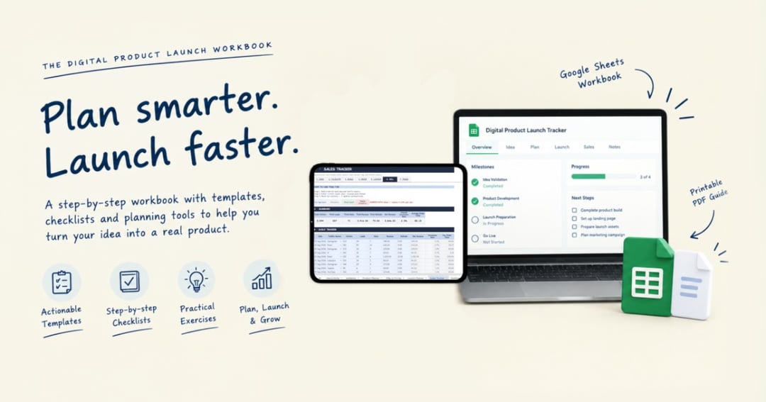 The Digital Product Launch Workbook | Google Sheets Planner & Tracker, image 3