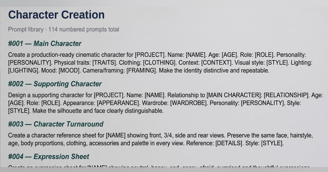 CreatorForge AI Filmmaker Prompt Vault — 114 Cinematic AI Prompts + Workbook, image 4