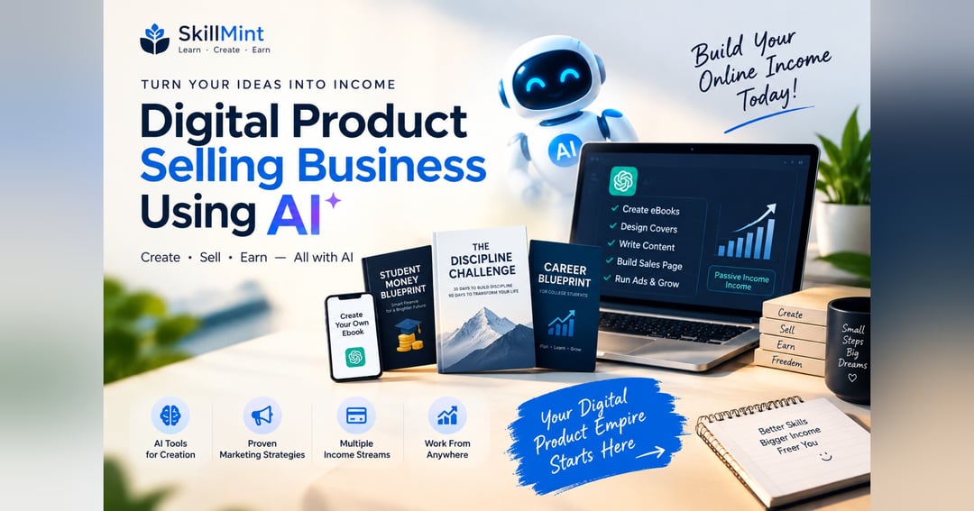 DIGITAL PRODUCT BUSINESS :( The Complete Beginner’s Guide to Digital Product Selling Using AI )