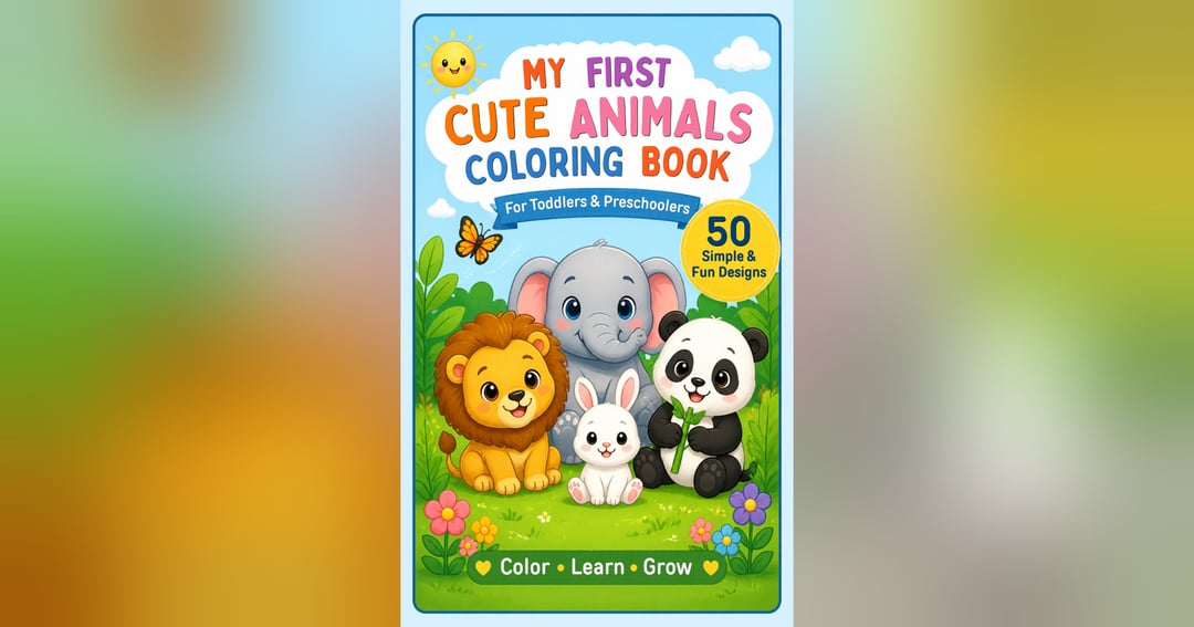 My first cute animals colouring book