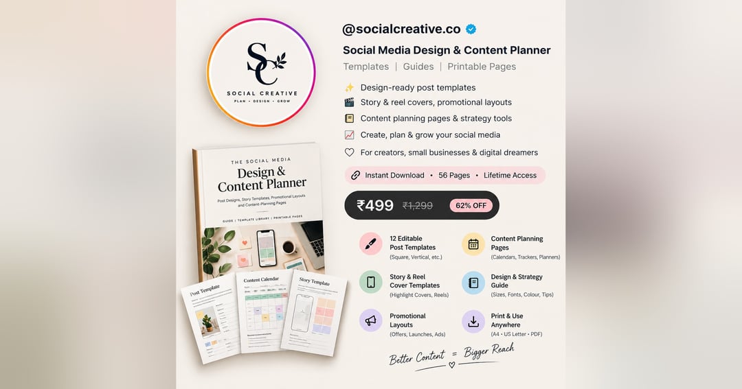 ✨ Create better content, effortlessly 🎨 Social media design templates 📅 Content planners & strategy guides 🚀 For creators and small businesses 👇 Get your digital planner today