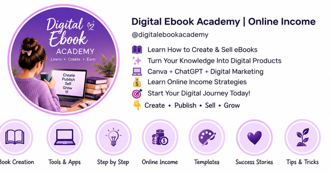 "HOW TO CREATE AN eBOOK 💜" From Idea to Income – A Complete Beginner's Guide