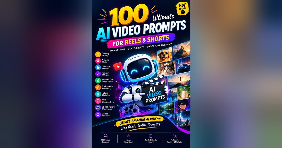 100 Ultimate AI Video Prompts for Reels, Shorts & Content Creators