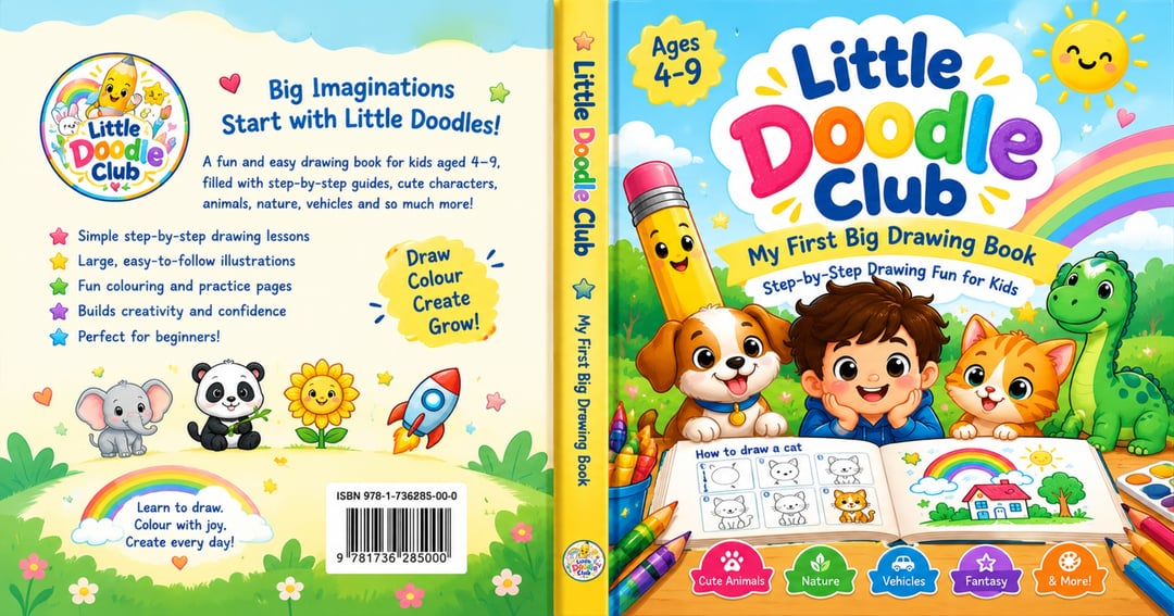 🎨 Welcome to Little Doodle Club!  🌈 Fun Drawing & Colouring Books for Kids 🐻 Cute Animals • Dinosaurs • Nature • Vehicles ✏️ Easy Step-by-Step Drawing Activities 🖍️ Creative Fun for Little Artists 💛 Helping Kids Learn, Imagine & Create!  ✨ BIG IMAGIN