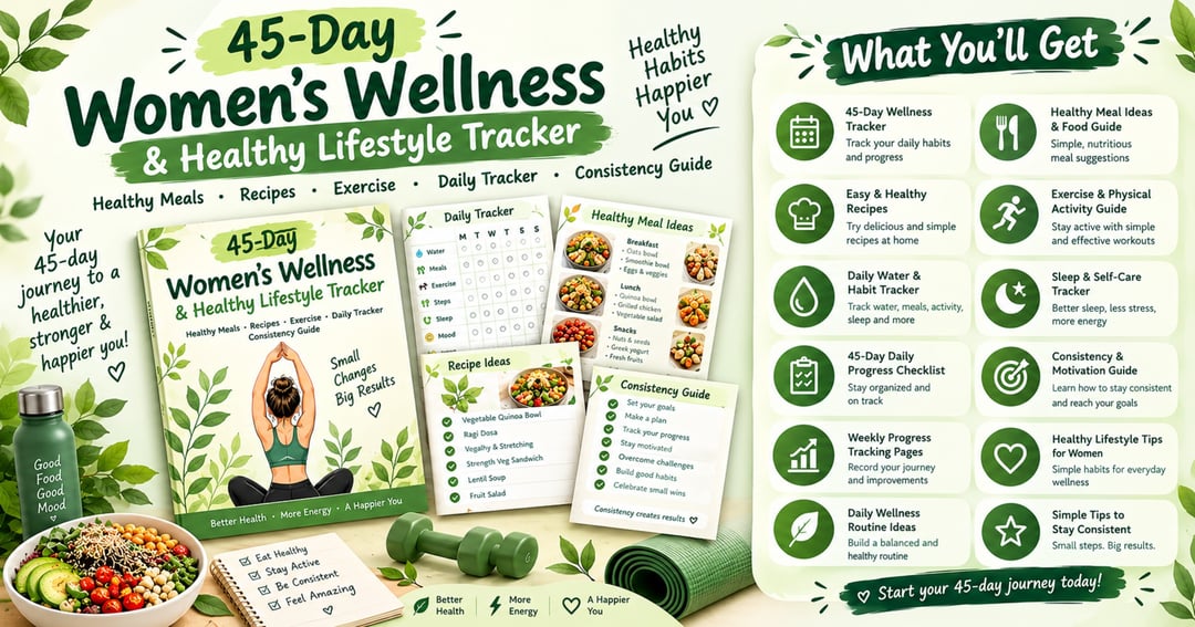 🌸 45-Day Women’s Wellness & Healthy Lifestyle Tracker, image 2